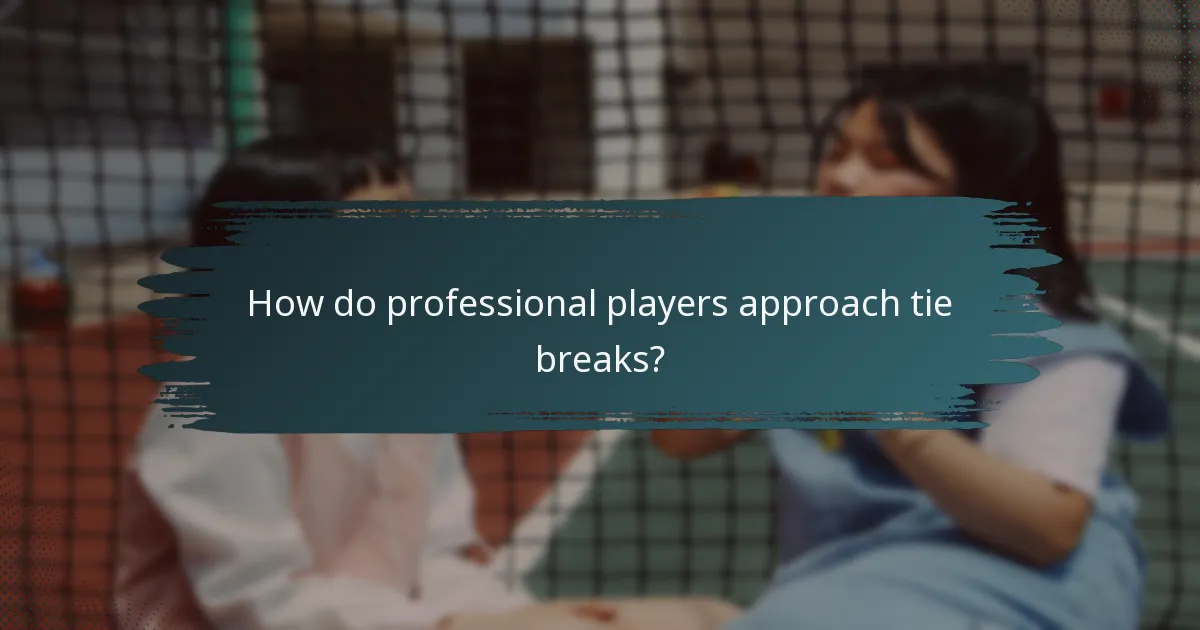 How do professional players approach tie breaks?