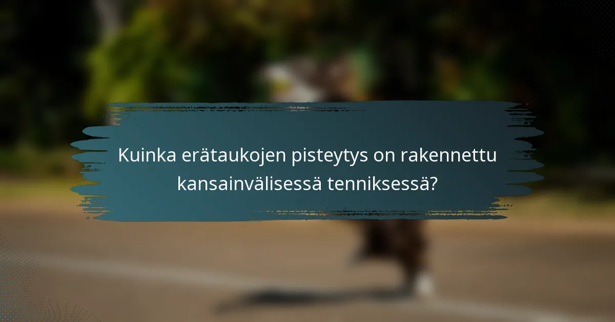 Kuinka erätaukojen pisteytys on rakennettu kansainvälisessä tenniksessä?