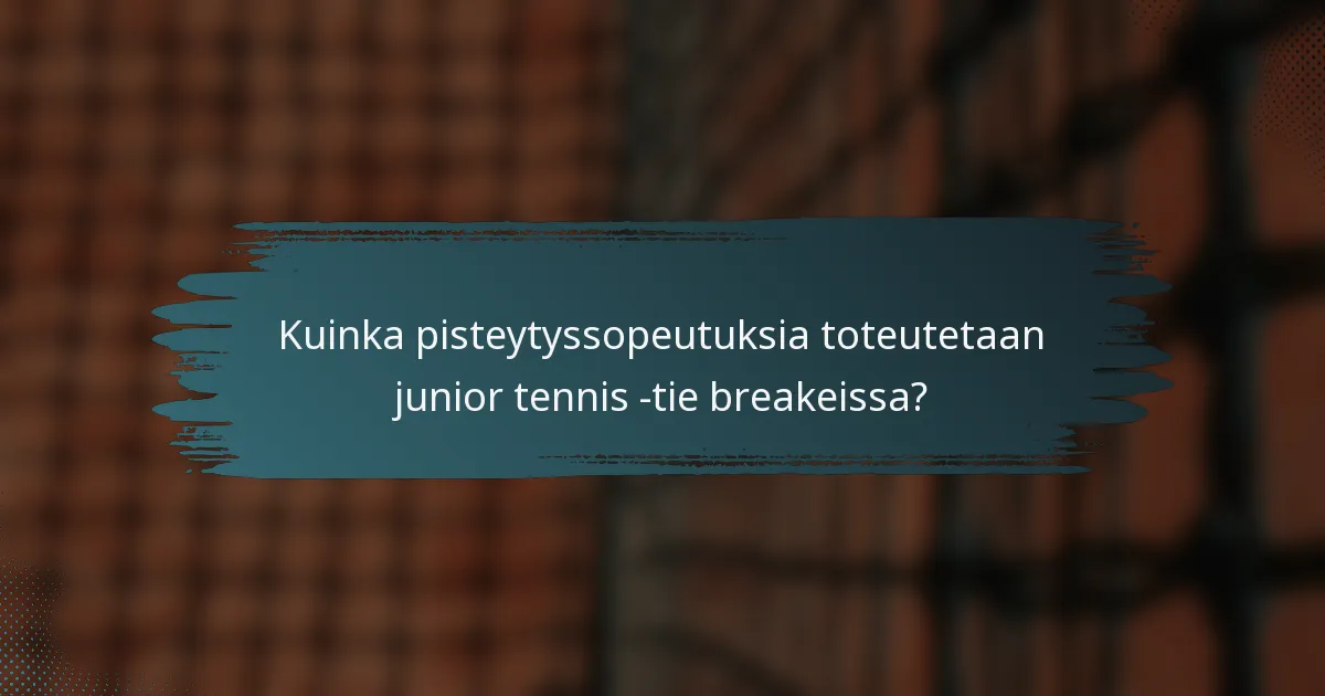 Kuinka pisteytyssopeutuksia toteutetaan junior tennis -tie breakeissa?