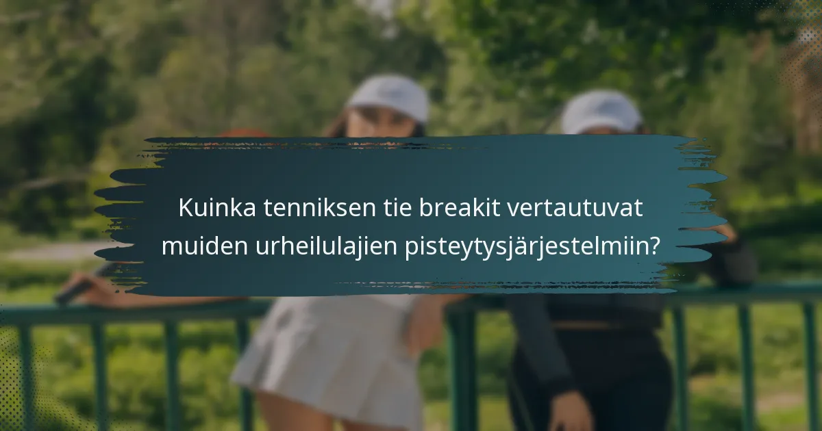 Kuinka tenniksen tie breakit vertautuvat muiden urheilulajien pisteytysjärjestelmiin?