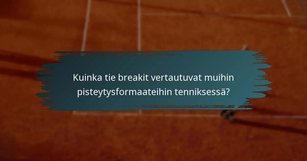 Kuinka tie breakit vertautuvat muihin pisteytysformaateihin tenniksessä?