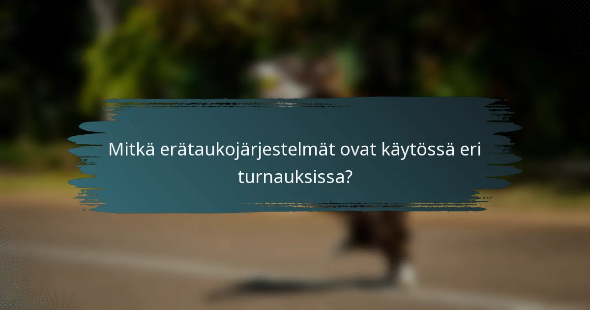Mitkä erätaukojärjestelmät ovat käytössä eri turnauksissa?