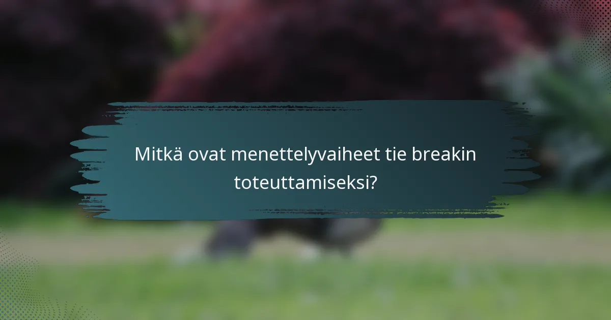 Mitkä ovat menettelyvaiheet tie breakin toteuttamiseksi?