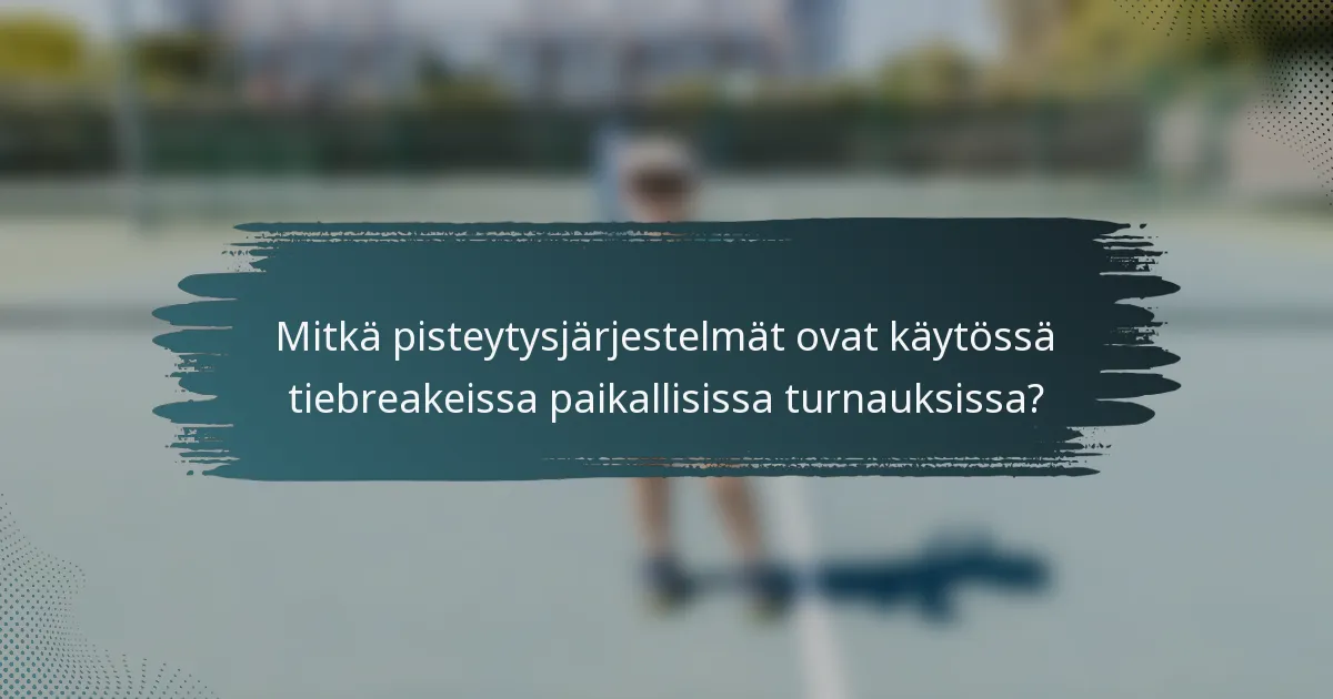 Mitkä pisteytysjärjestelmät ovat käytössä tiebreakeissa paikallisissa turnauksissa?