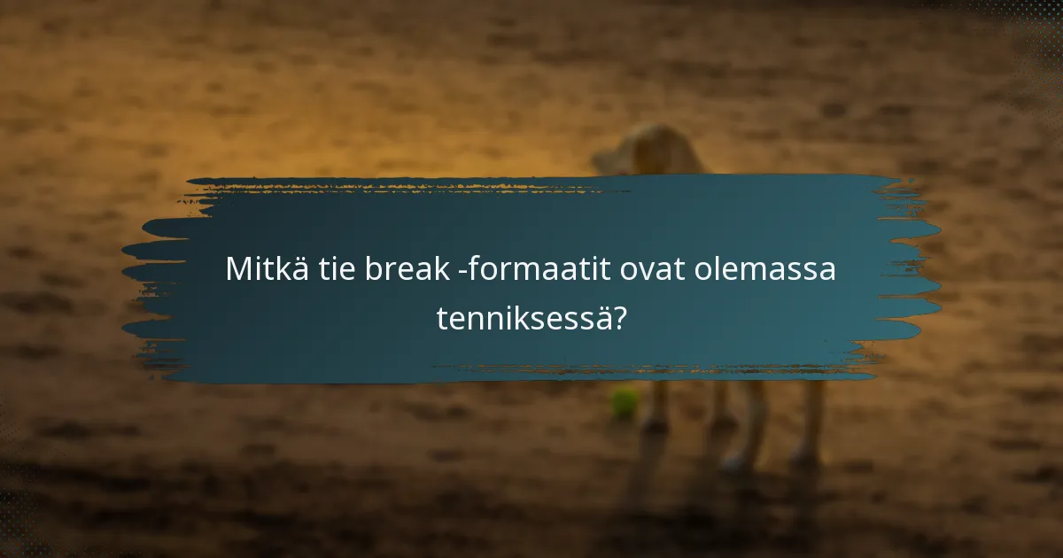 Mitkä tie break -formaatit ovat olemassa tenniksessä?