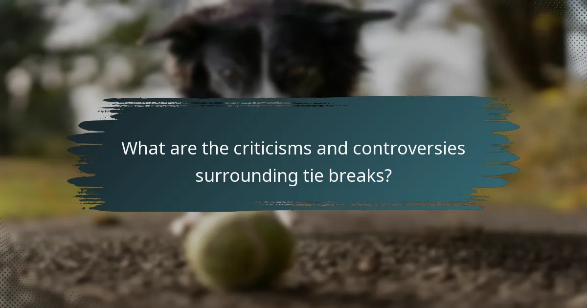 What are the criticisms and controversies surrounding tie breaks?